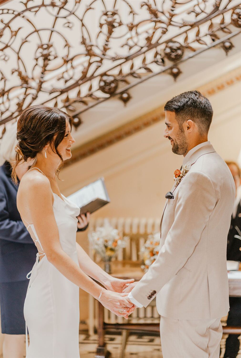 bride and groom exchange vows at mount ephraim wedding ceremony in kent