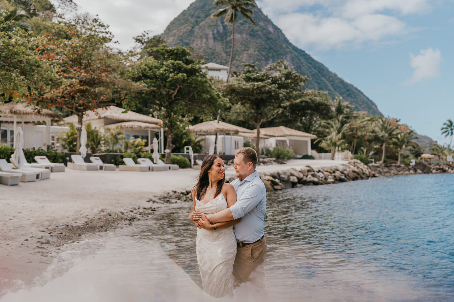 caribbean couple shoot with piton views at sugar beach saint lucia