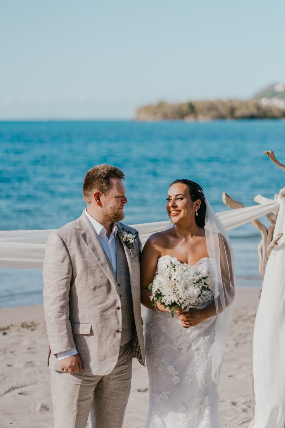 beach wedding ceremony at stolentime resort wedding venue in saint lucia