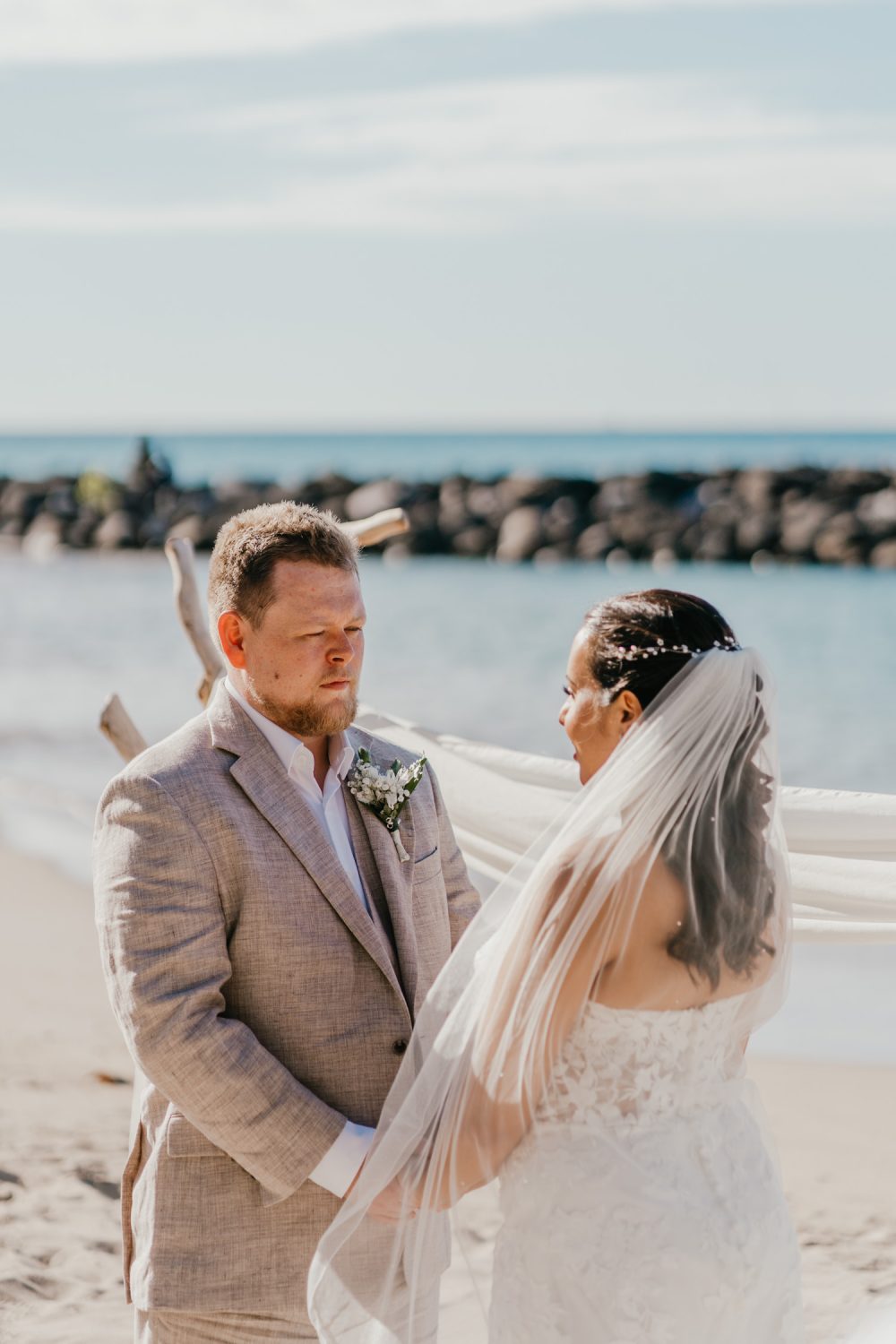 beach wedding ceremony at stolentime resort wedding venue in saint lucia