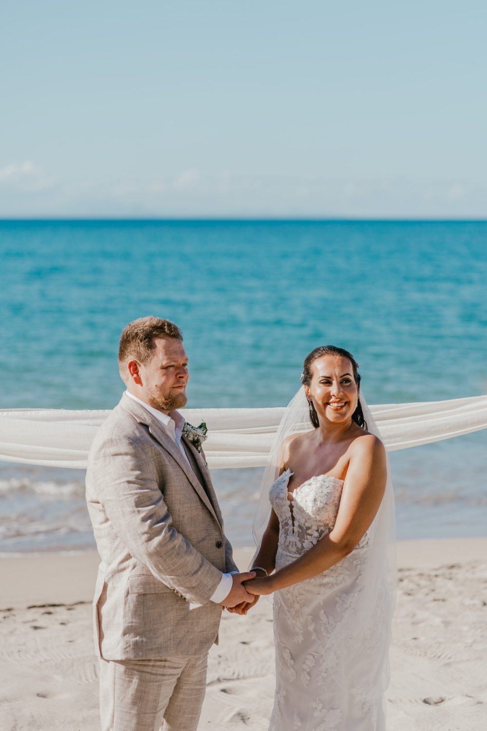 beach wedding ceremony for saint lucia elopement at stolentime resort wedding venue in the caribbean
