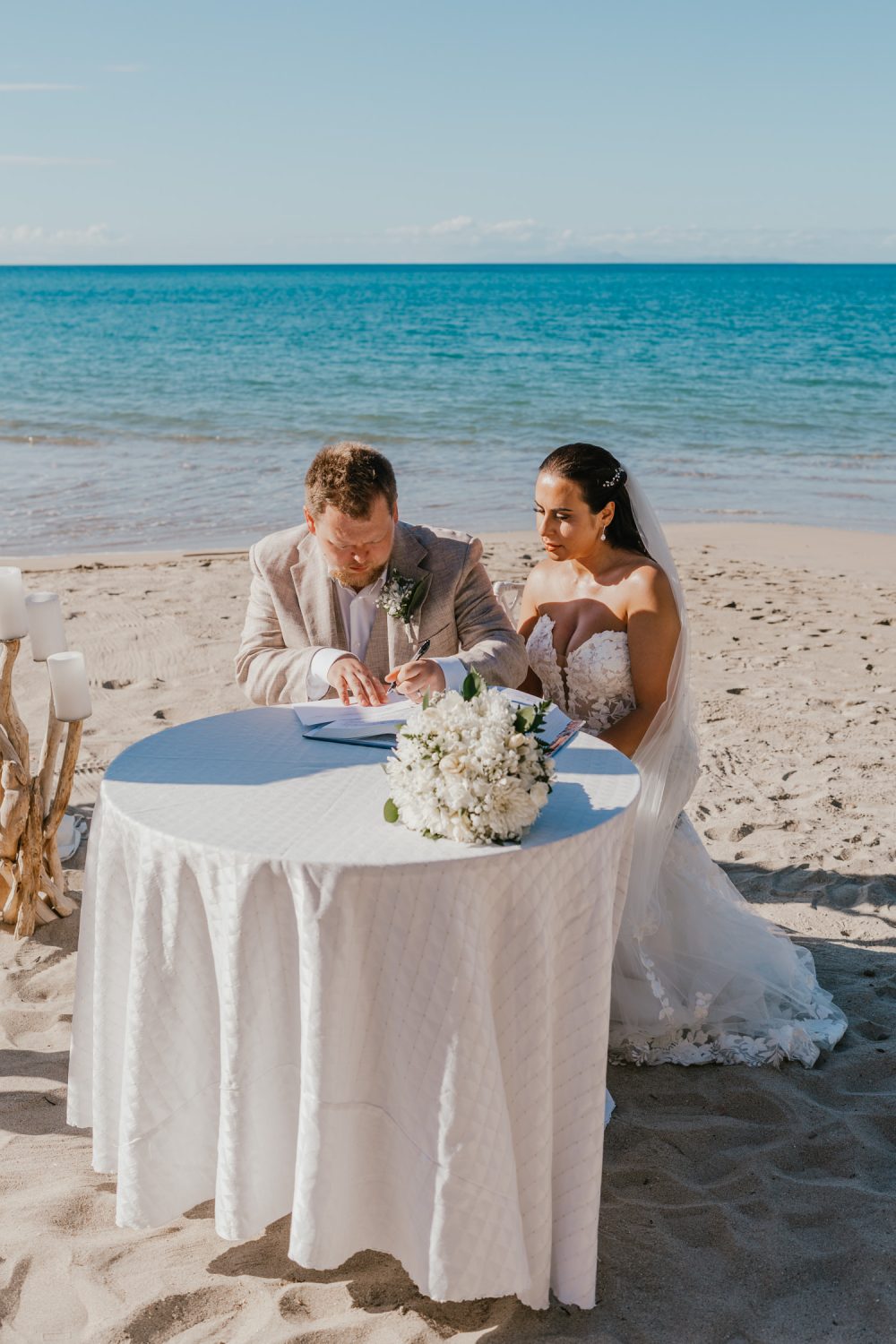 beach wedding ceremony for saint lucia elopement at stolentime resort wedding venue in the caribbean