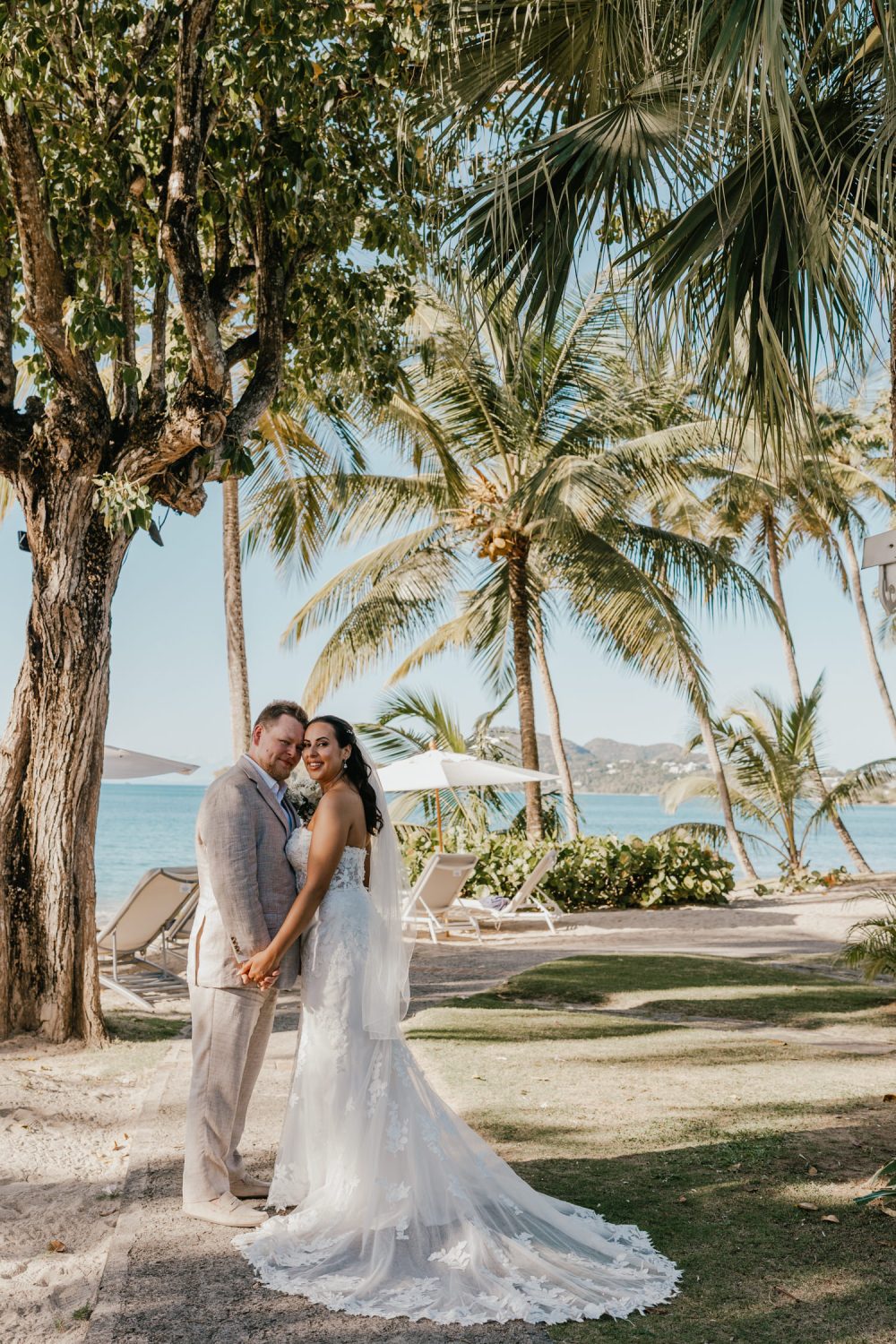 bride and groom during their saint lucia elopement at stolentime resort wedding venue
