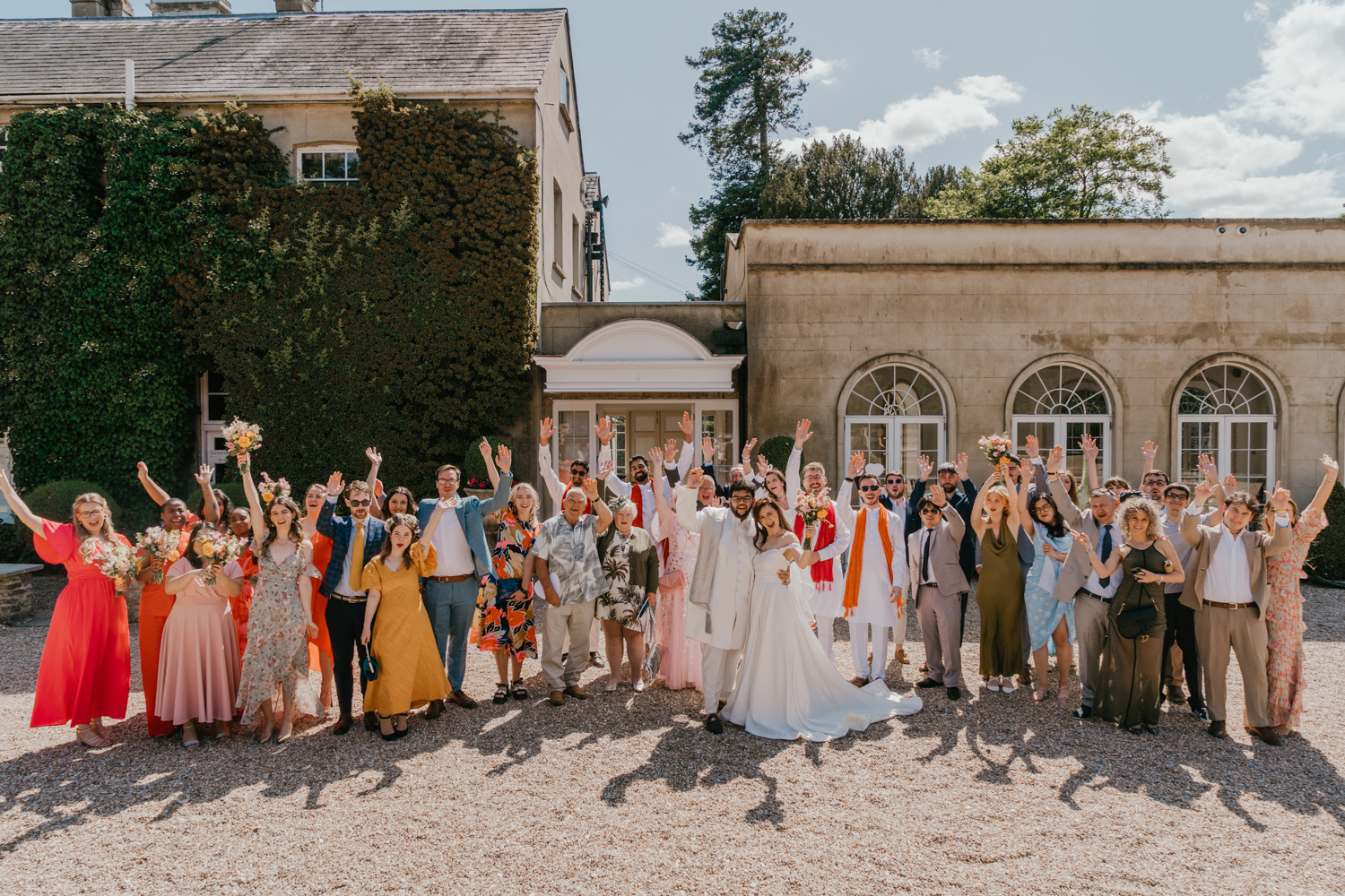 wedding party portraits at northbrook park wedding venue in farnham, surrey