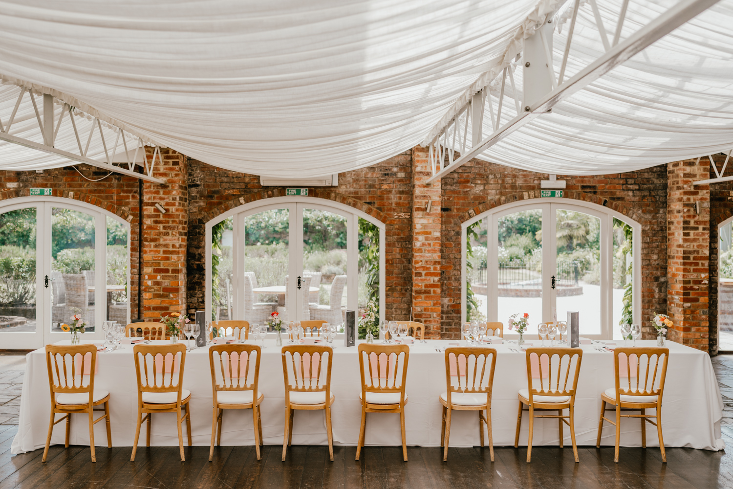 wedding breakfast setup at northbrook park wedding venue near surrey