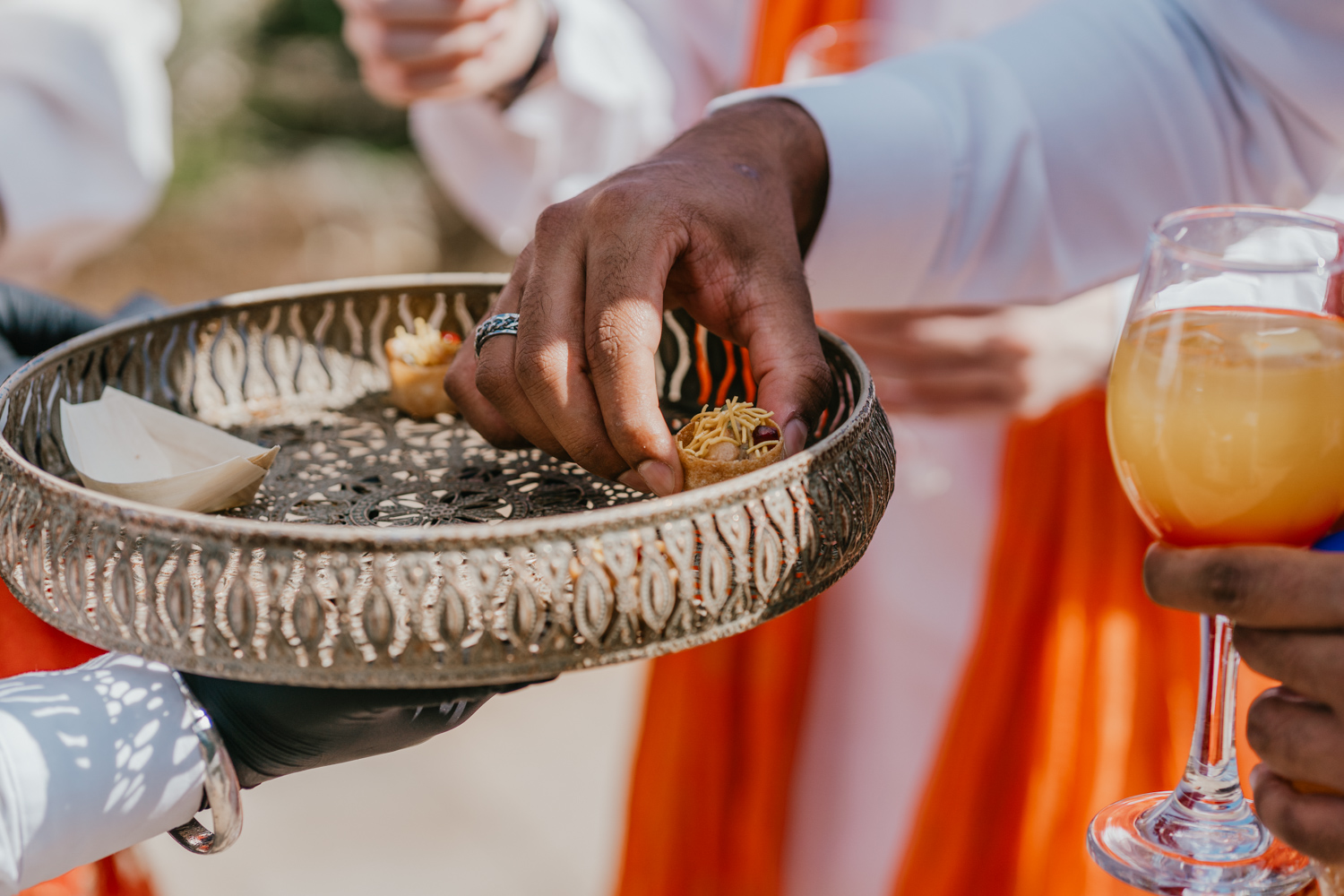 indian canapés by laguna catering at northbrook park wedding