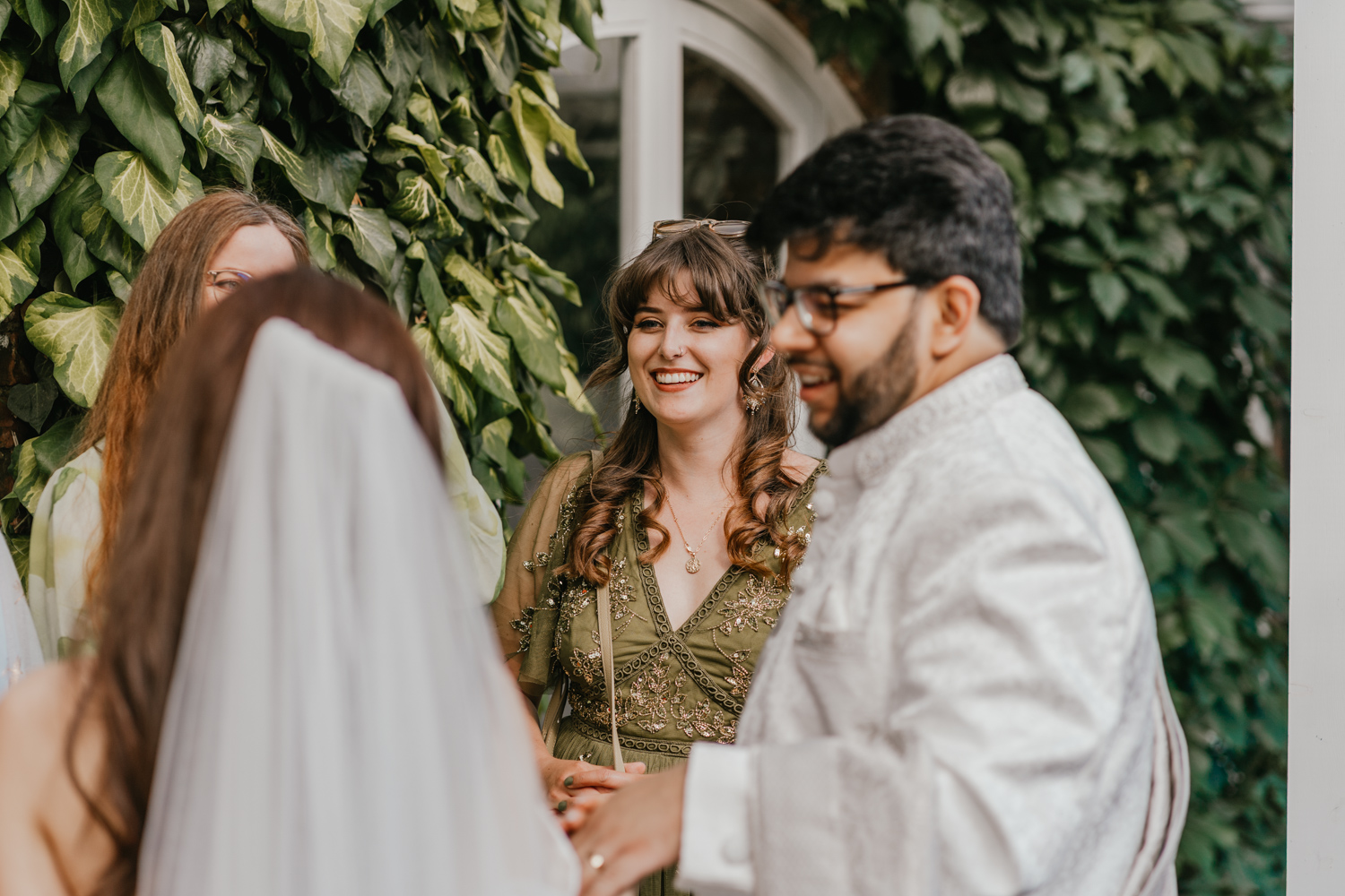 guest candid during drinks reception at northbrook park wedding