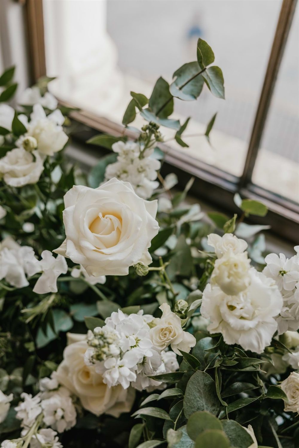 wedding flowers setup in the library at trinity house wedding venue in london