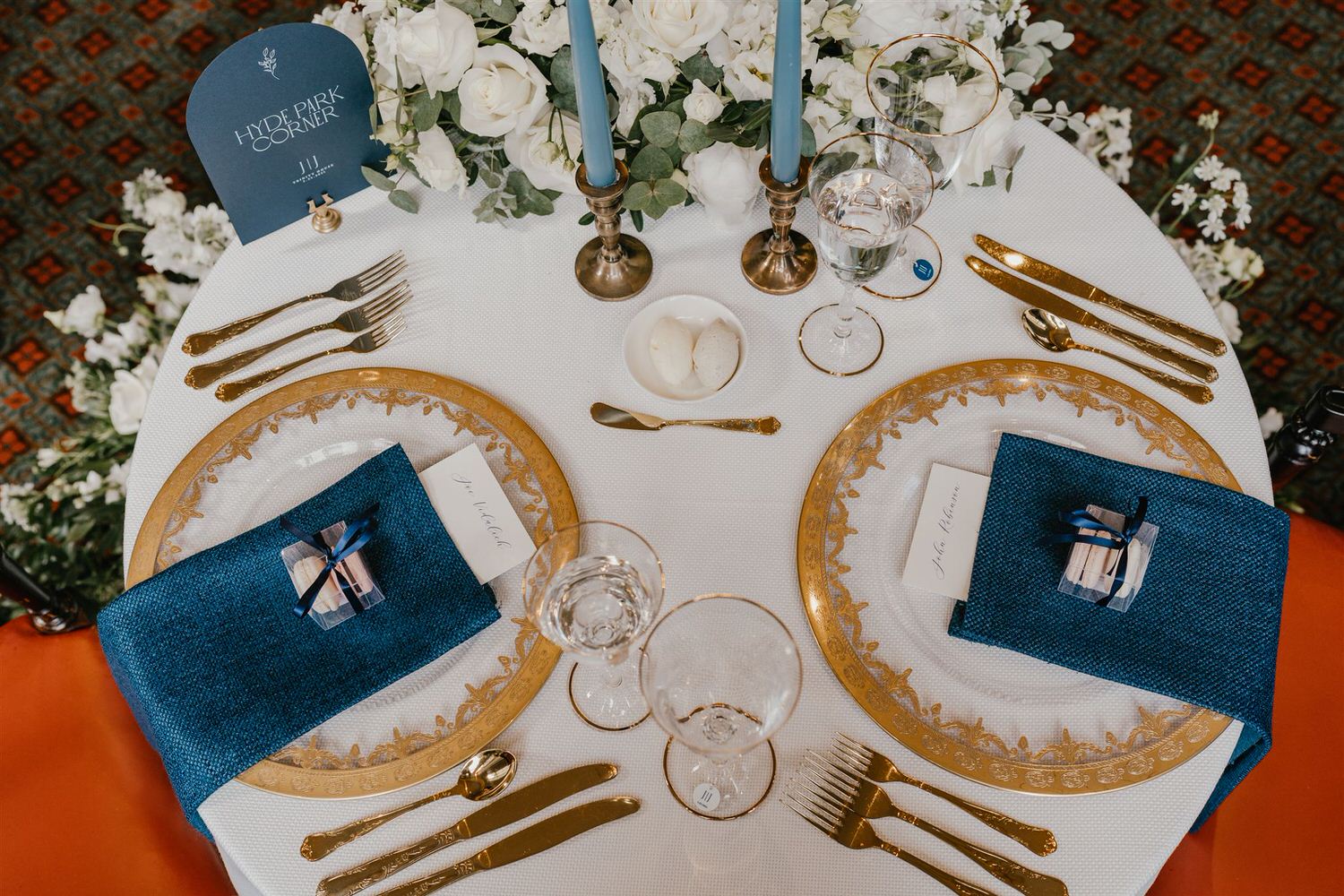 wedding breakfast setup in the library at trinity house wedding venue in london