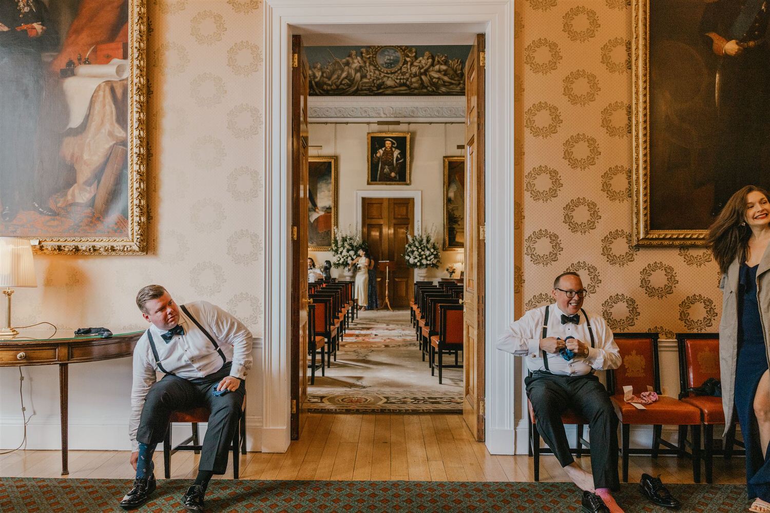 grooms getting ready at trinity house london wedding