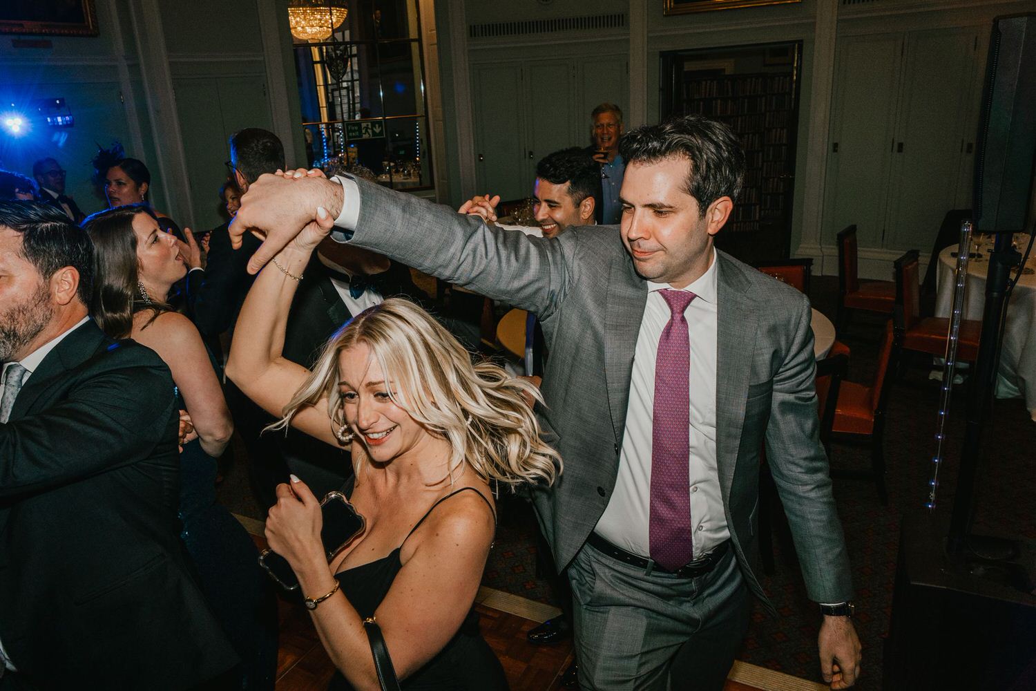 wedding guests on the dance floor at trinity house wedding in london