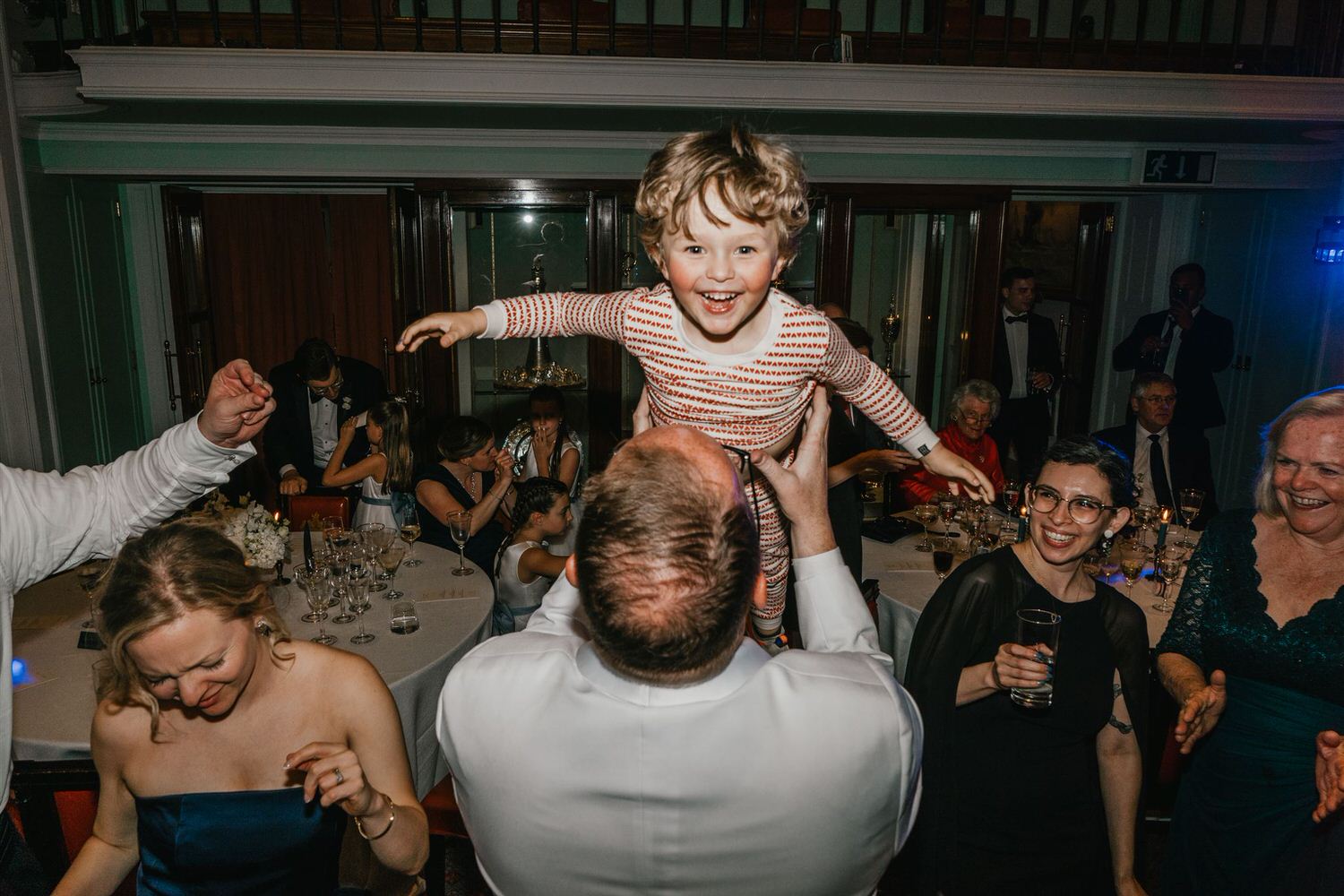 wedding guests on the dance floor at trinity house wedding in london