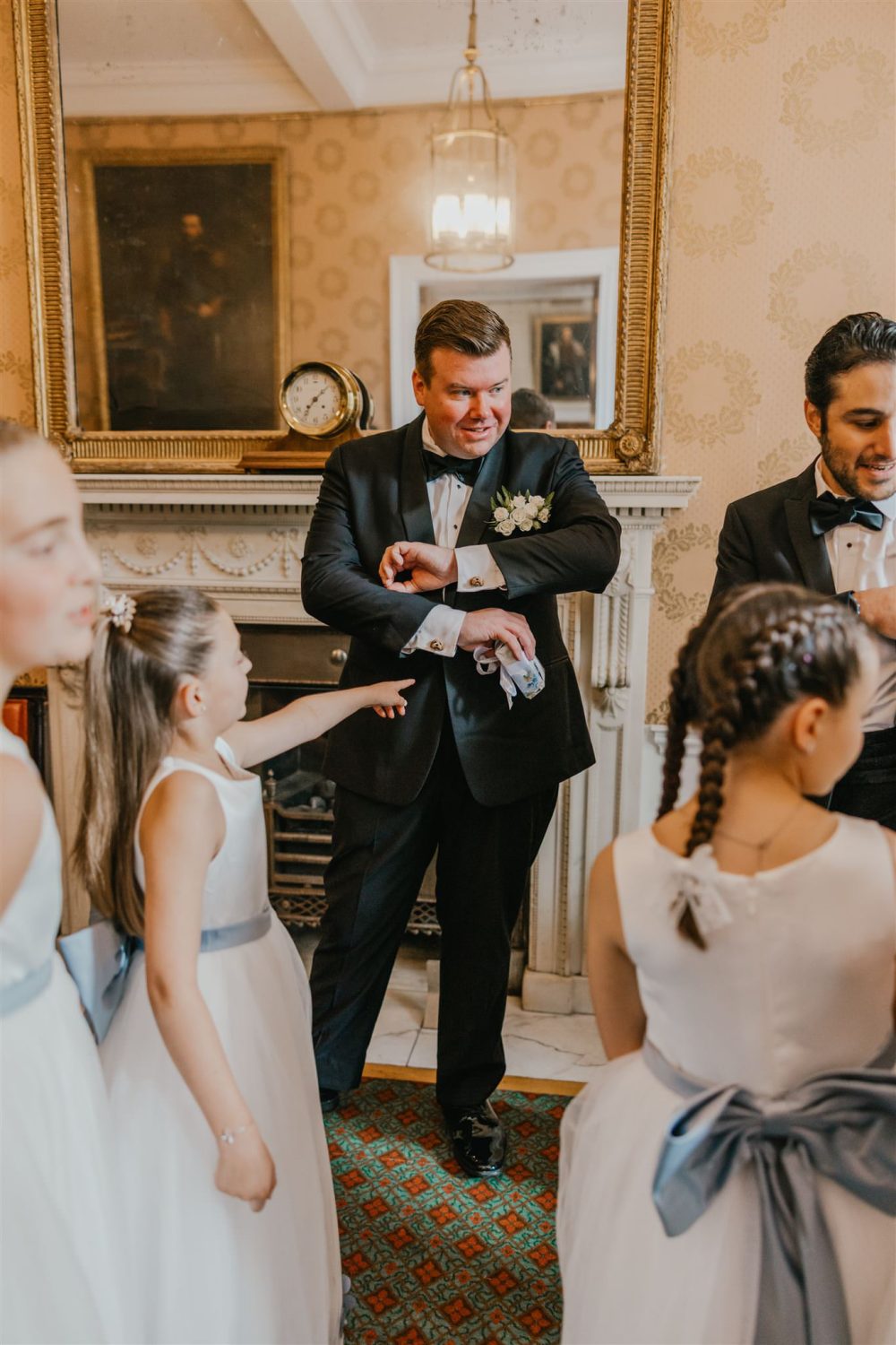 groom getting ready at trinity house london wedding