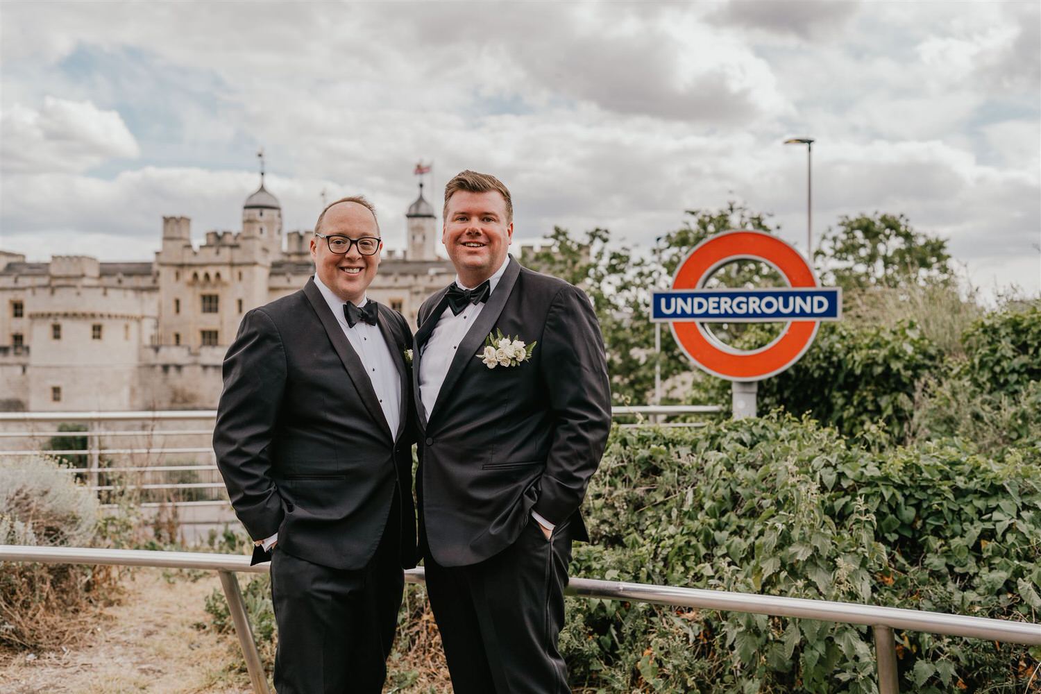 couple portraits near tower of london at trinity house London wedding
