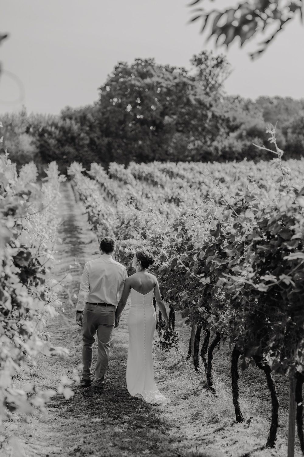 black and white bride and groom couple portraits at English Oak Vineyard wedding in dorset