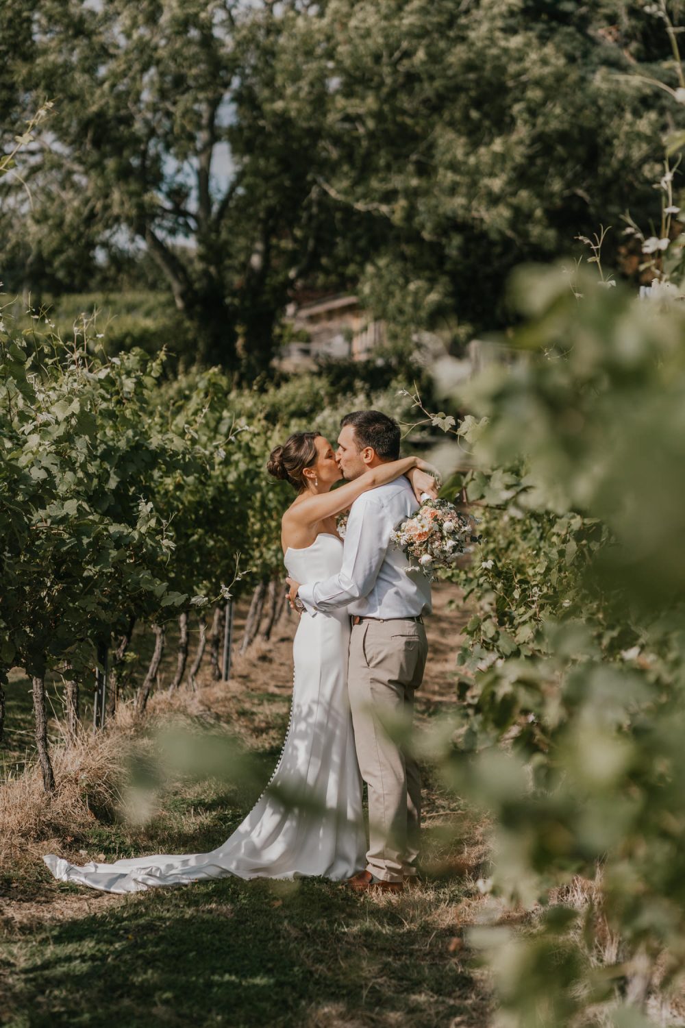 couple portraits at English Oak Vineyard wedding in dorset