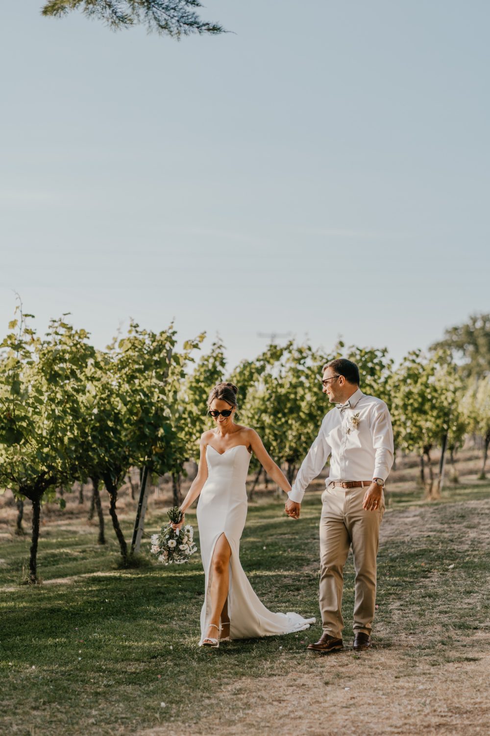couple portraits at English Oak Vineyard wedding in dorset