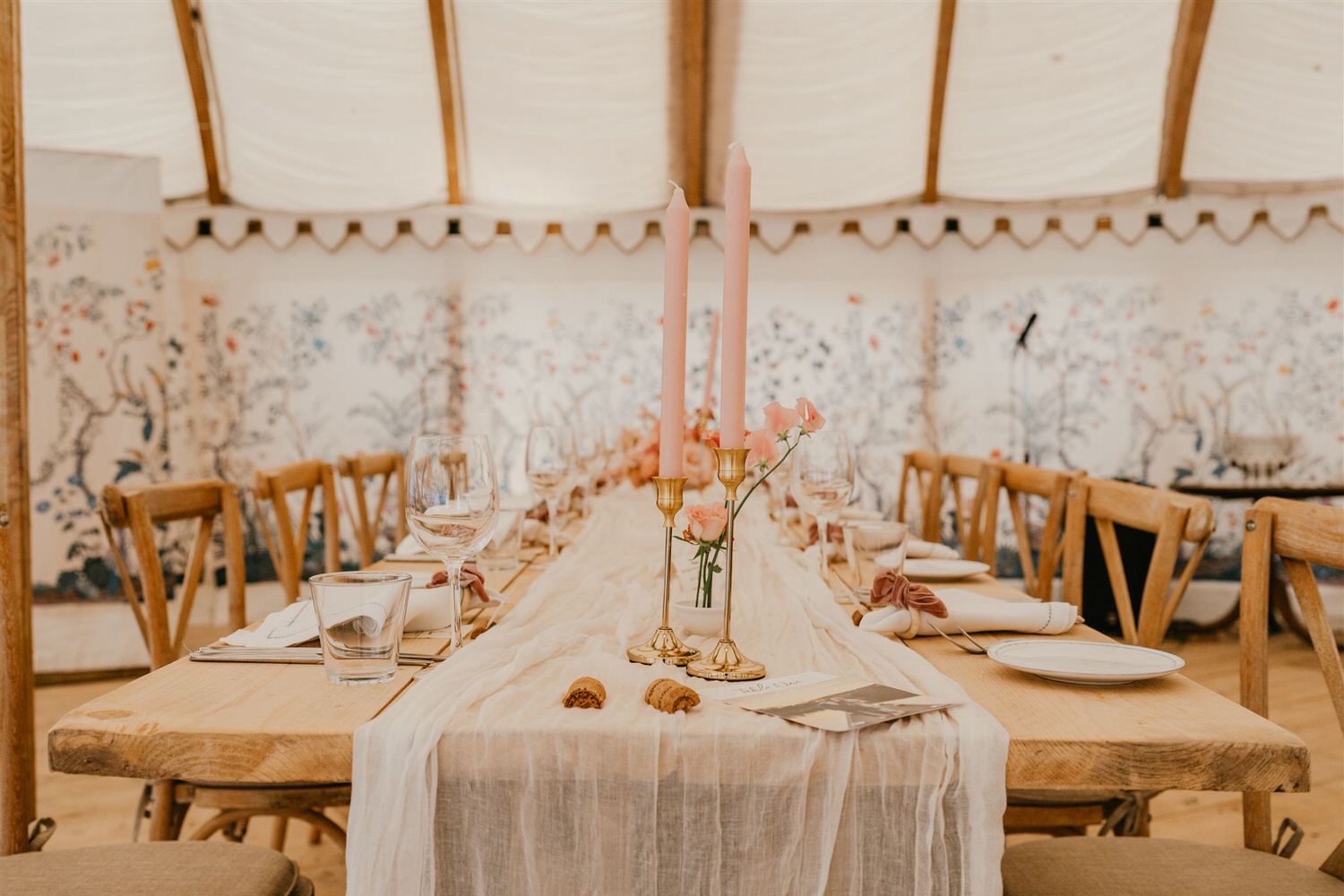 pink wedding decor at the beacon tunbridge wells wedding venue in kent