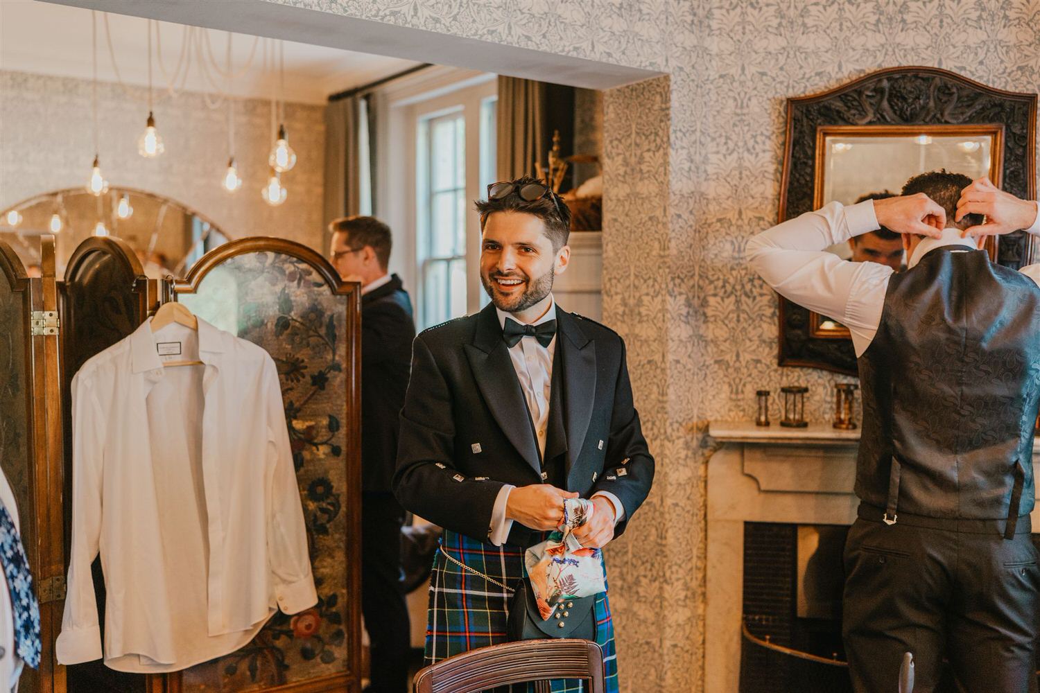 groom prep at the beacon tunbridge wells wedding venue