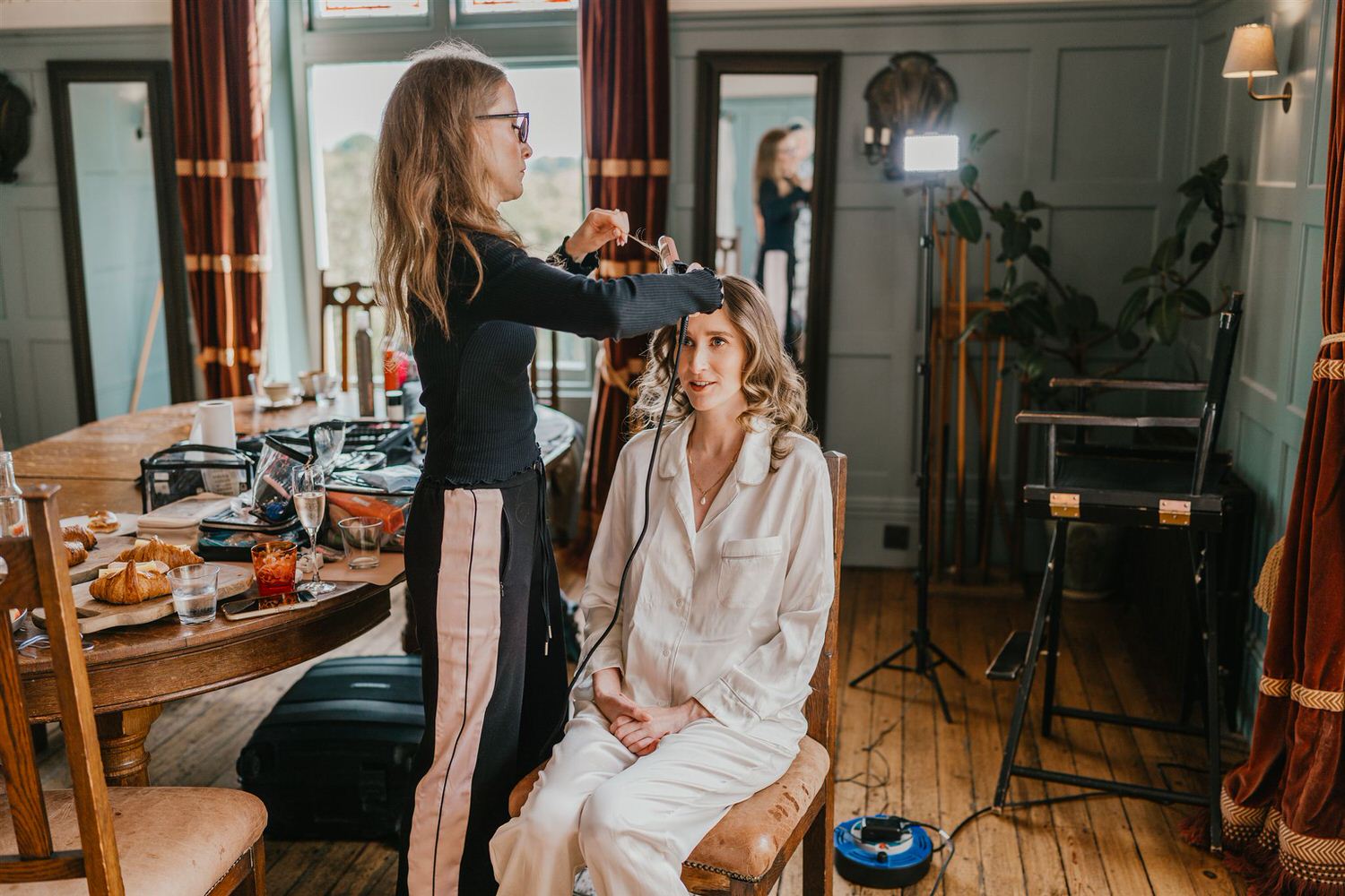 bride getting ready at the beacon tunbridge wells wedding