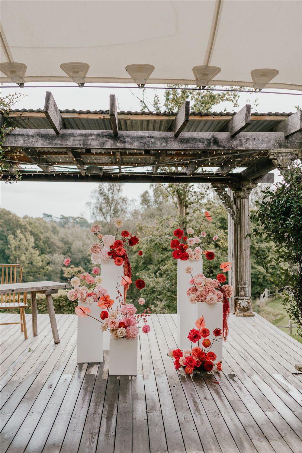 floral display for outdoor ceremony at the beacon tunbridge wells wedding