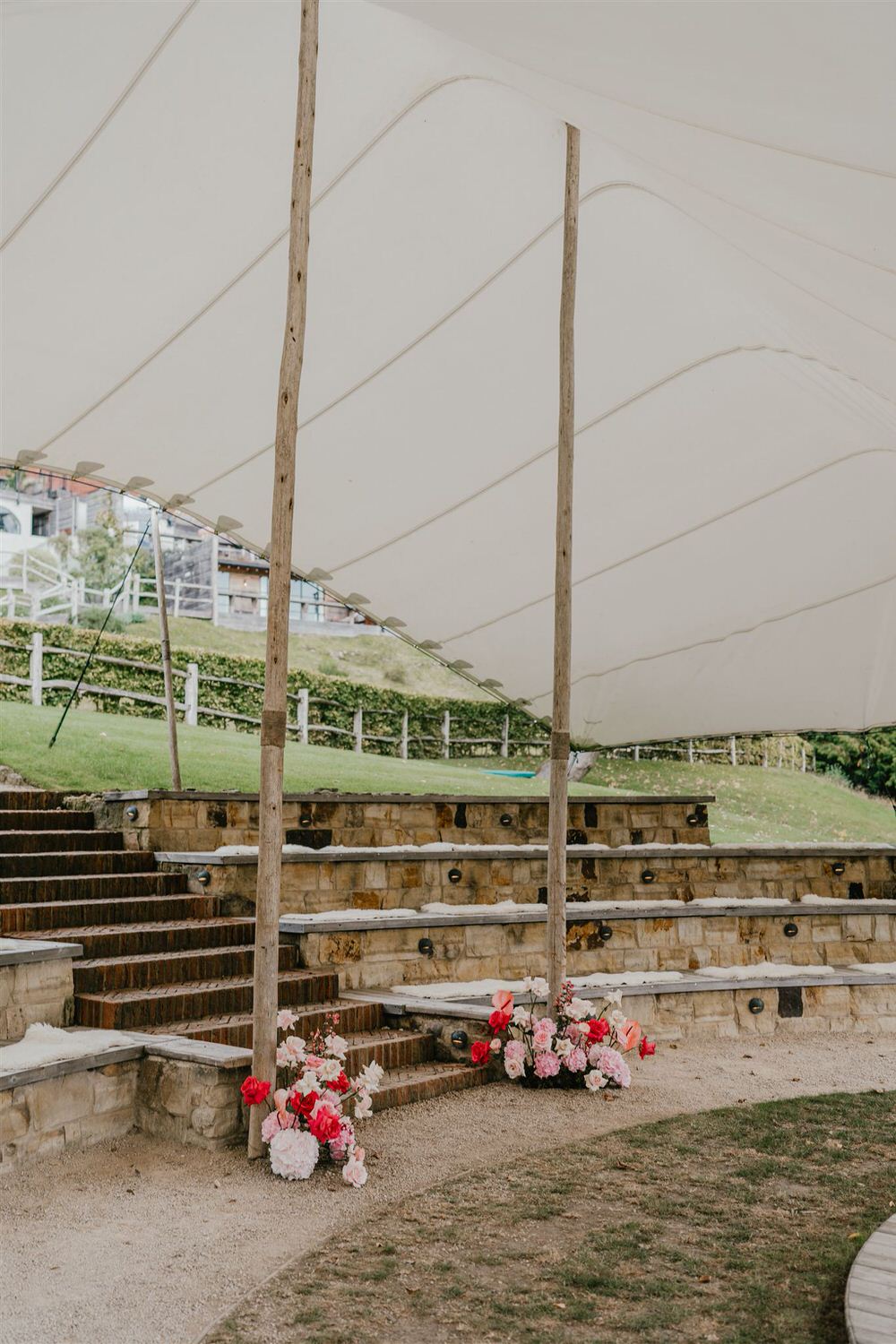 outdoor wedding ceremony area at the beacon tunbridge wells wedding