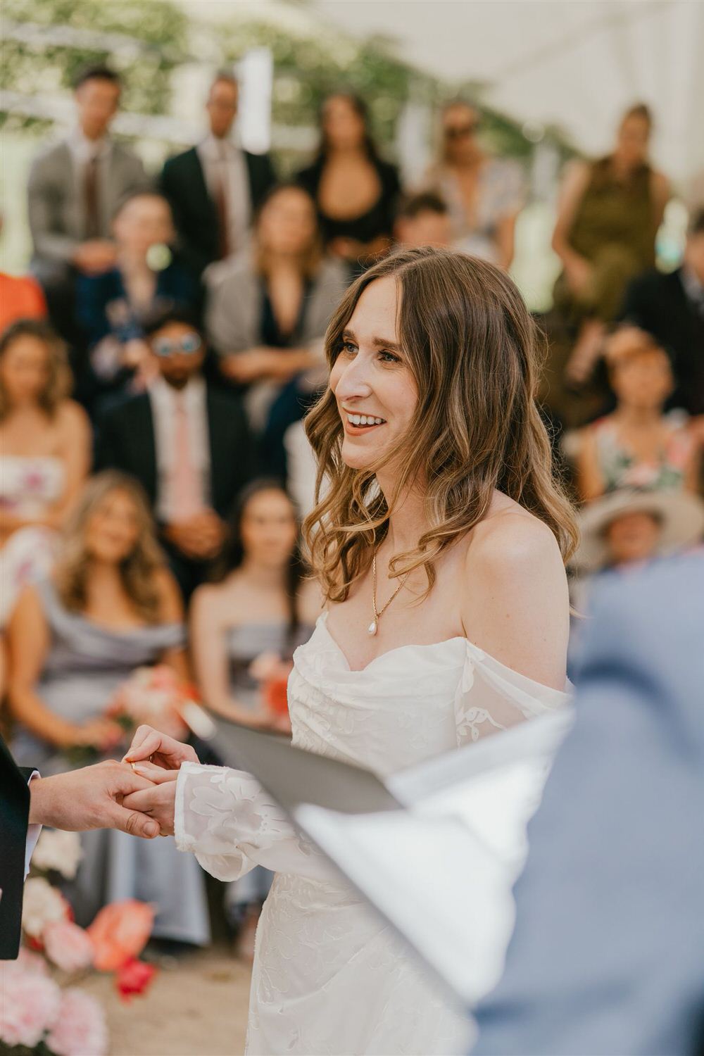 bride during outdoor wedding ceremony at the beacon tunbridge wells