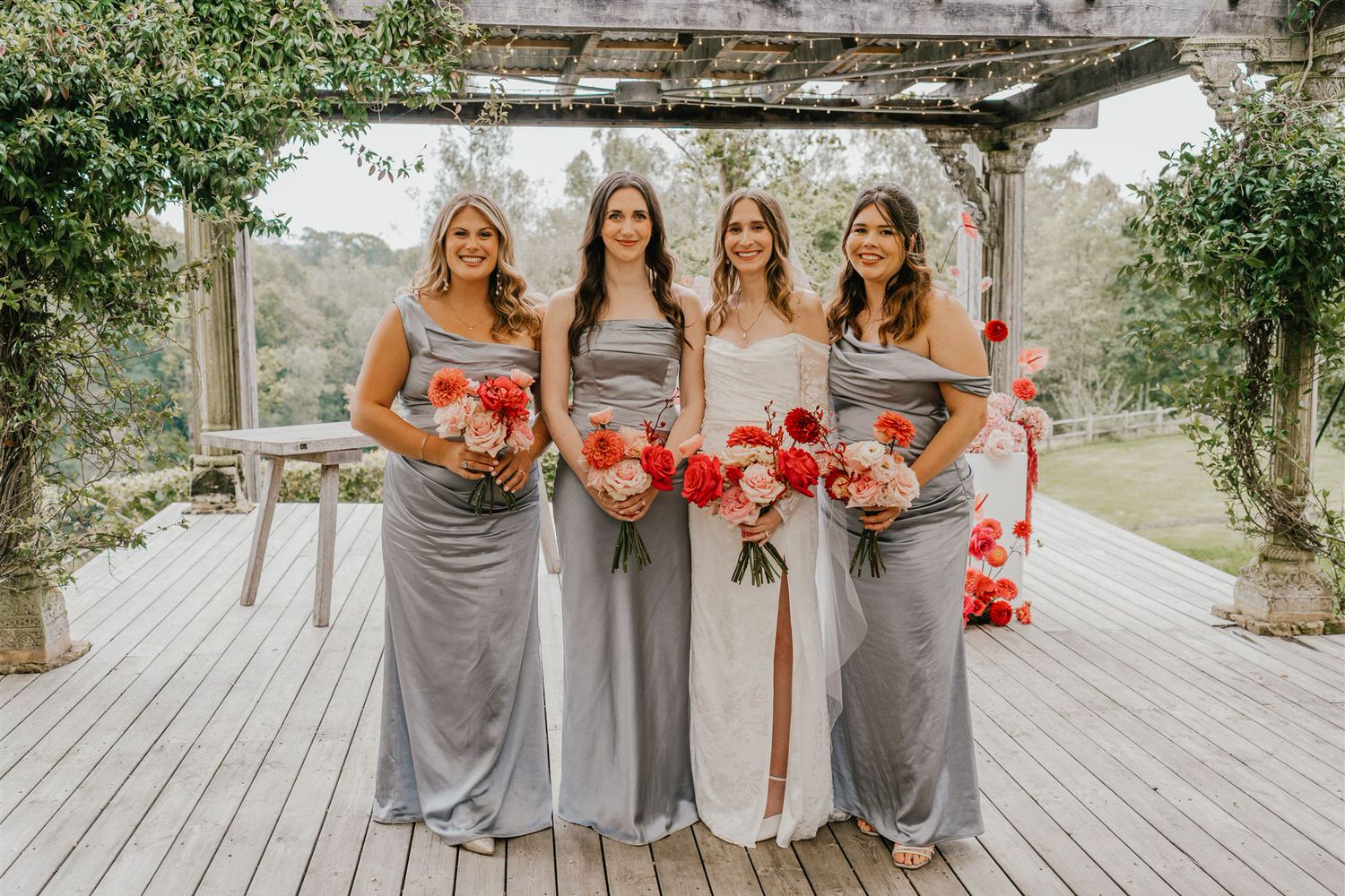 bridal party group portraits at the beacon tunbridge wells wedding