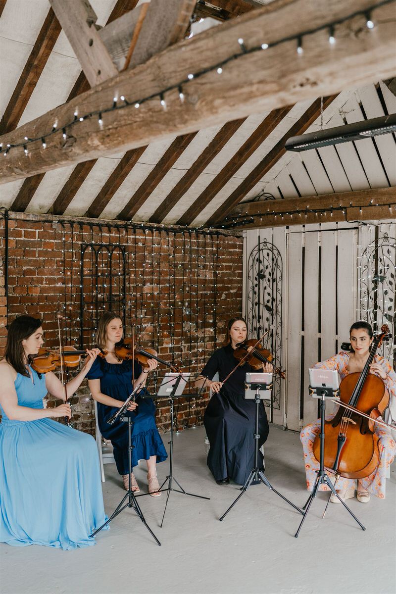 string quartet play at winters barns wedding ceremony