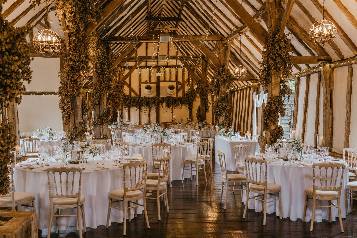 wedding breakfast setup at winters barns in canterbury