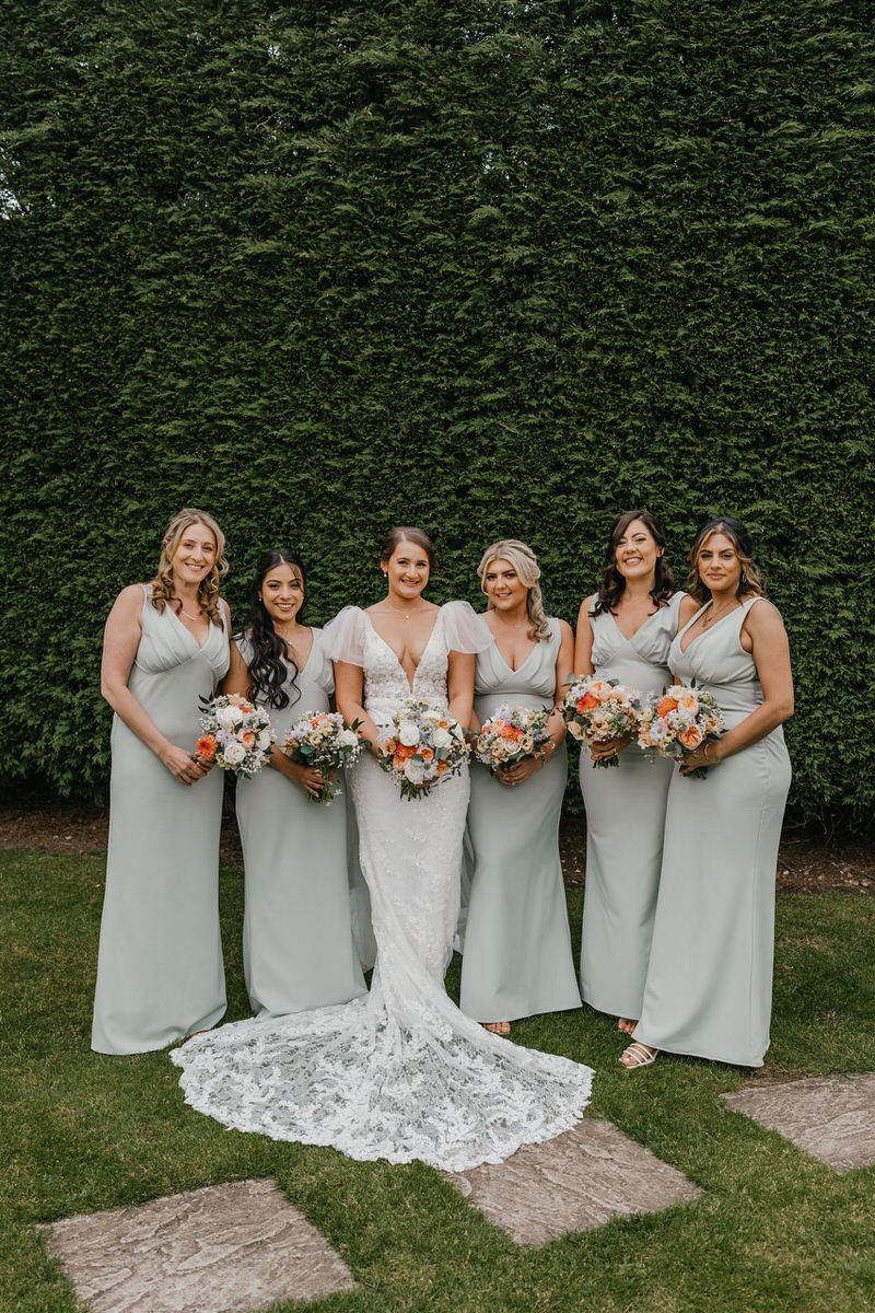 bride and bridesmaids portrait at winters barns wedding