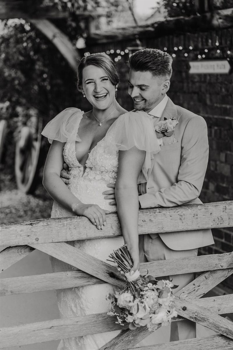 black and white bride and groom couple portraits at winters barns wedding venue in canterbury