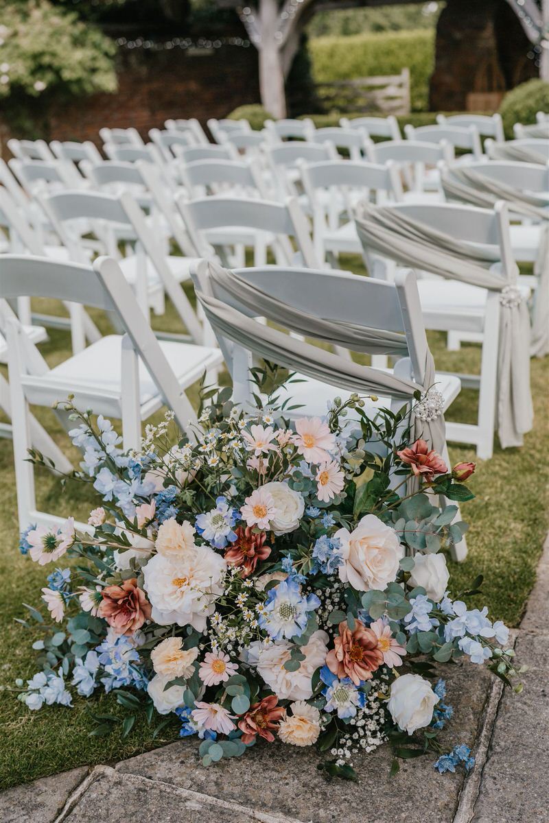 outdoor ceremony setup at winters barns wedding in canterbury