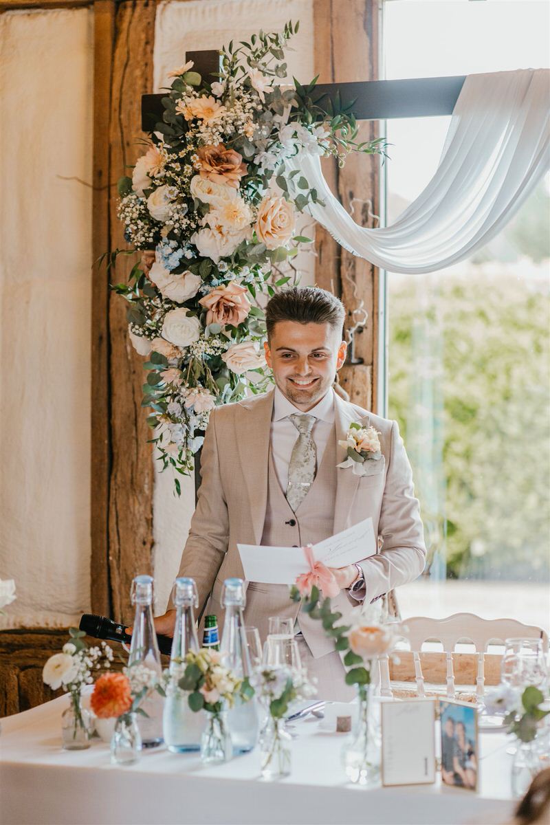 groom gives speech at winters barns wedding