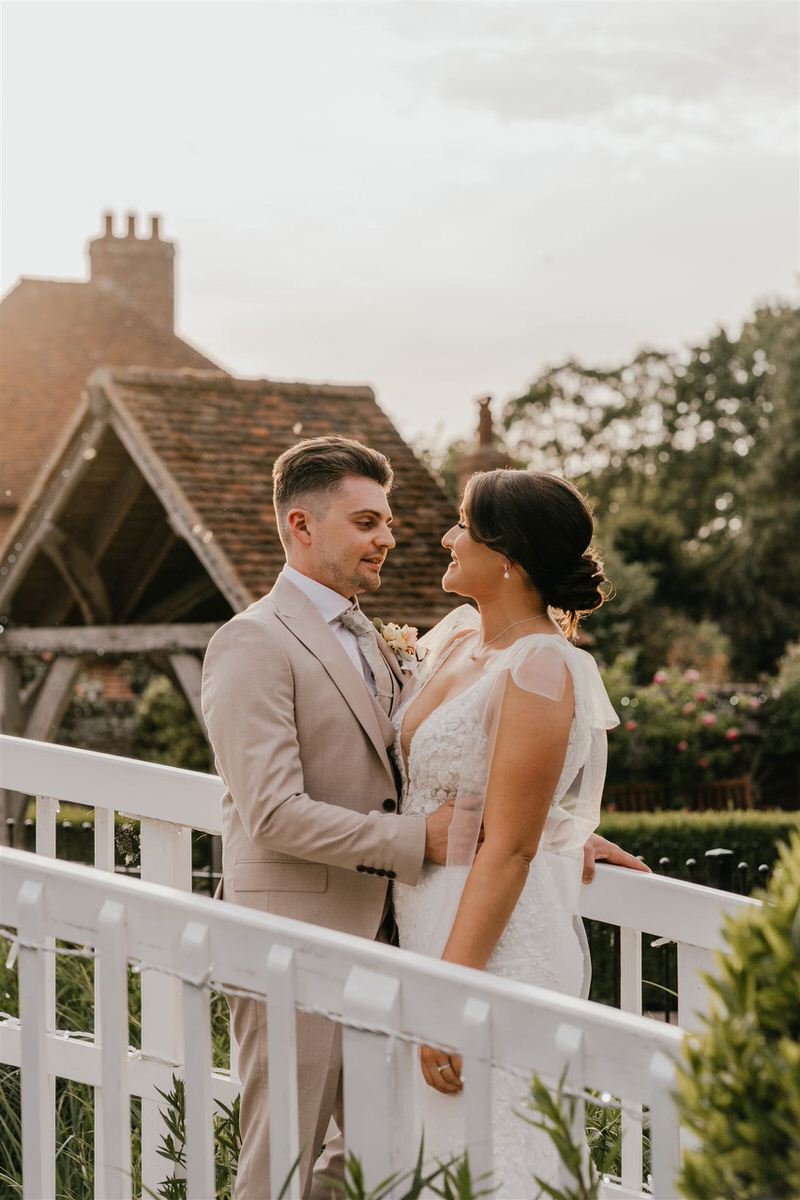 bride and groom golden hour portraits at winters barns wedding
