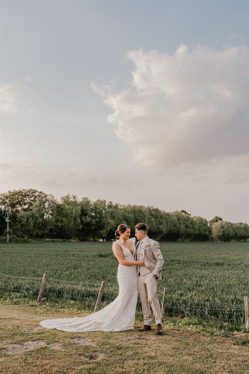 bride and groom golden hour portraits at winters barns wedding