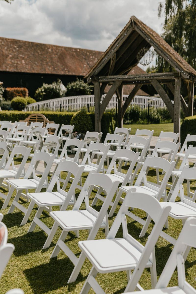 outdoor ceremony setup at winters barns wedding in canterbury