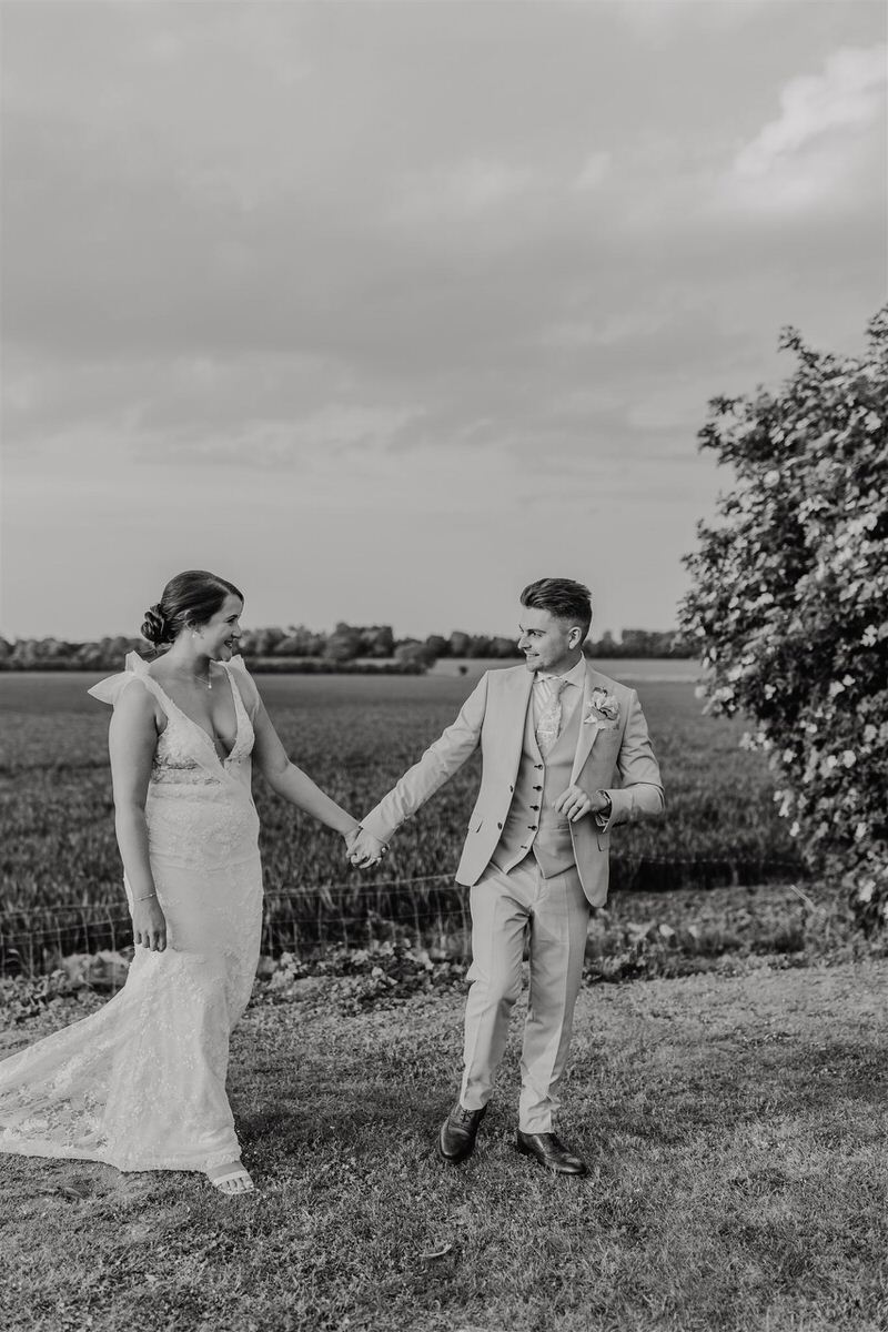 black and white bride and groom golden hour portraits at winters barns wedding