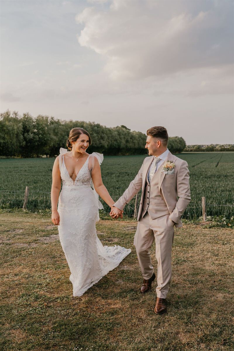 bride and groom golden hour portraits at winters barns wedding