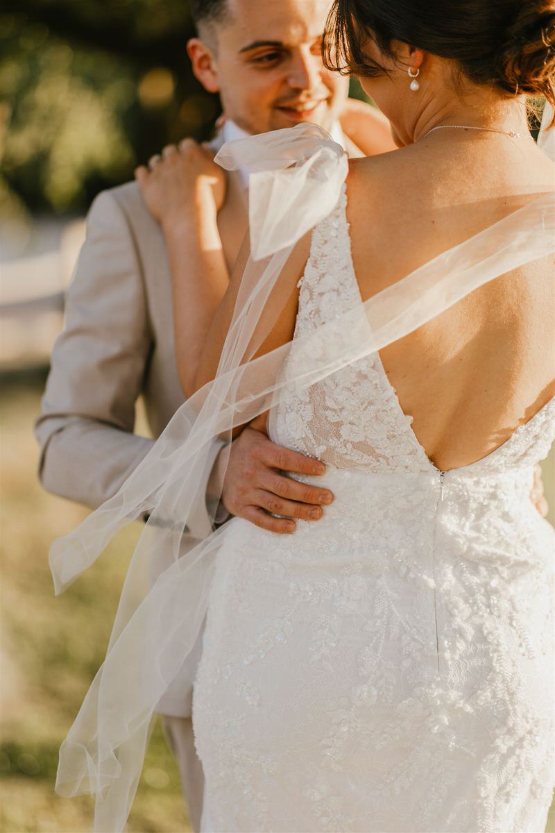 bride and groom golden hour portraits at winters barns wedding