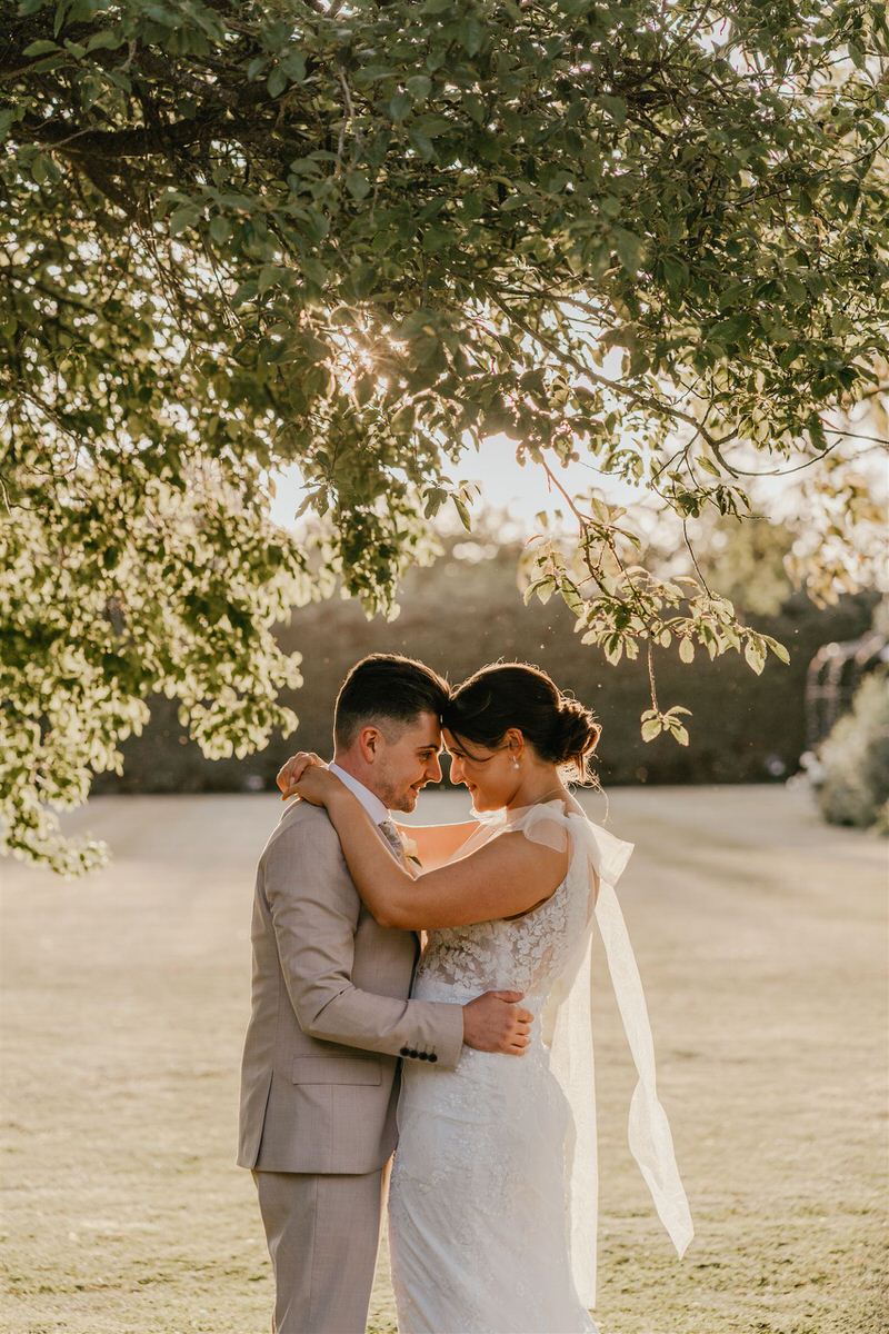 bride and groom golden hour portraits at winters barns wedding
