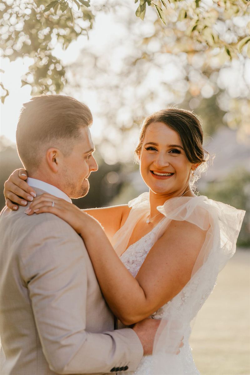 bride and groom golden hour portraits at winters barns wedding