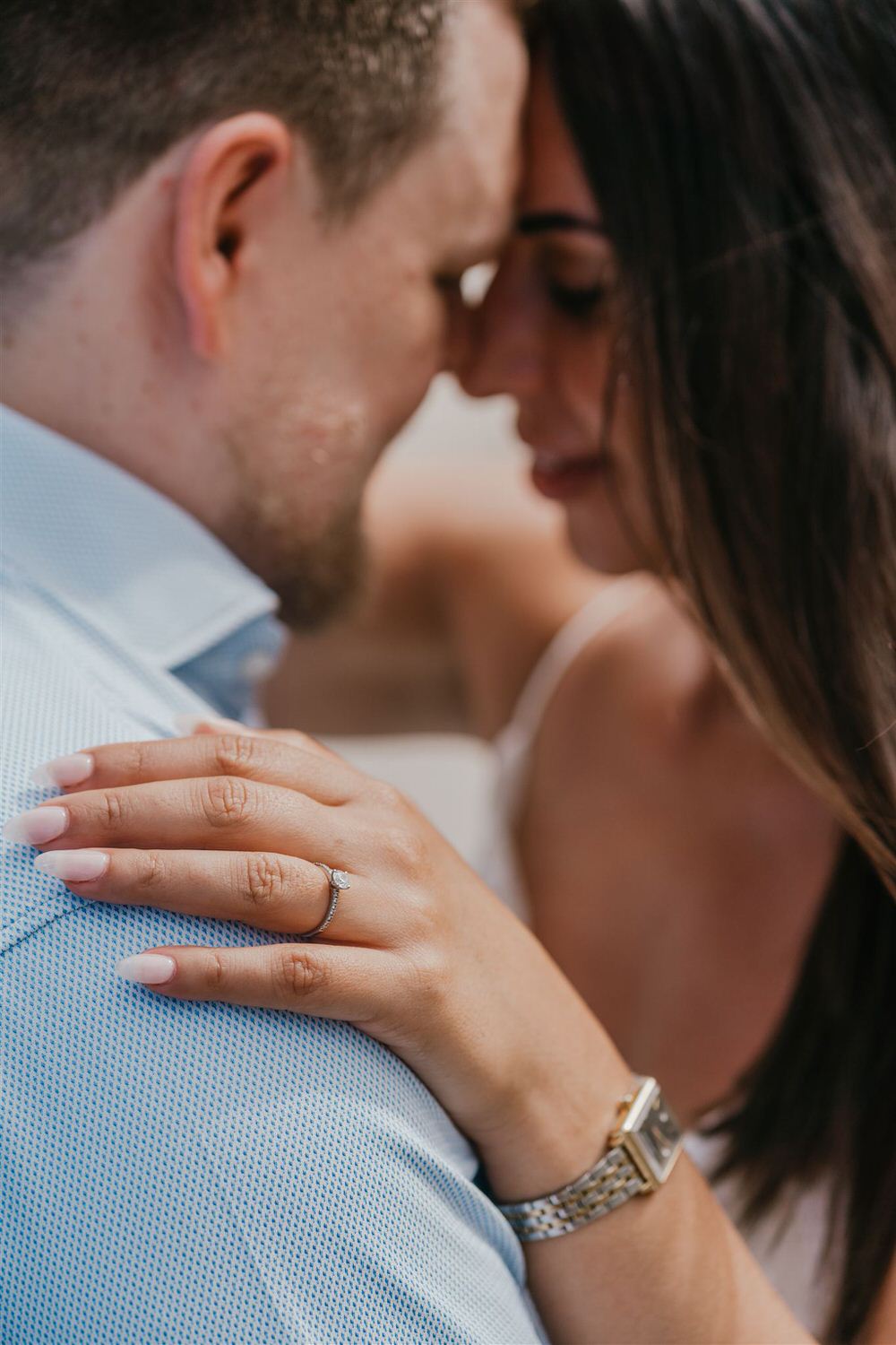 engagement ring detail on sugar beach in saint lucia destination photography