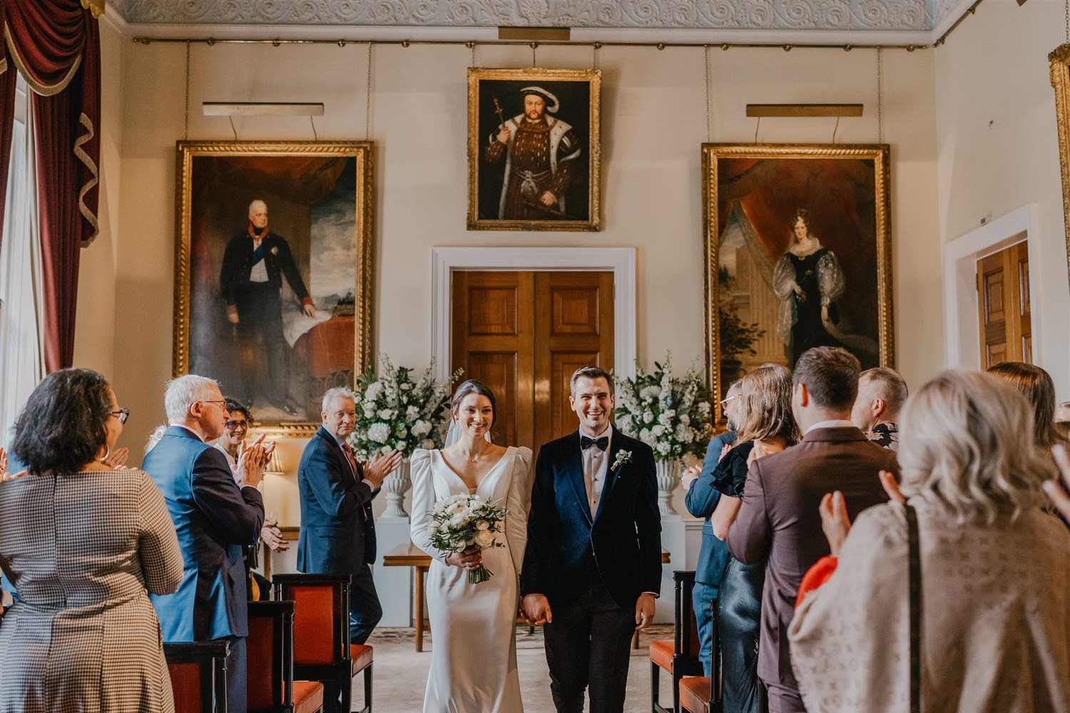 bride and groom at trinity house winter wedding in london